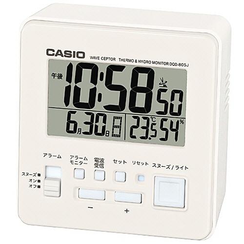 カシオ　デジタル電波置時計　温湿度計付　ホワイト　ＤＱＤ−８０５Ｊ−７ＪＦ　１台　（お取寄せ品）