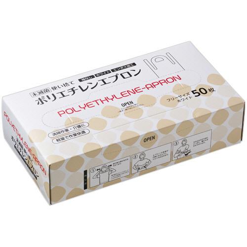 クラフトマン　使い捨てポリエチレンエプロン　袖なし　フリーサイズ　ホワイト　ＣＦ−ＰＡ０６　１箱（５...