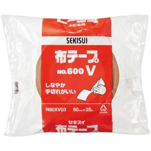 積水化学工業　布テープ　Ｎｏ．６００Ｖ　５０ｍｍ×２５ｍ　厚み０．３１ｍｍ　ダンボール色　Ｎ６０ＸＶ０３　１巻｜tanomail