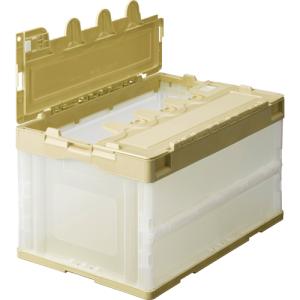 ＴＡＮＯＳＥＥ　折りたたみコンテナ　フタ付　７５Ｌ　アイボリー／透明　１台