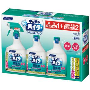 花王　キッチン泡ハイター　業務用　トリプルパック　本体１０００ｍｌ×１本＋つけかえ用１０００ｍｌ×２本　１セット｜tanomail