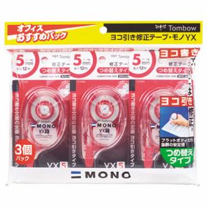 トンボ鉛筆　修正テープ　モノＹＸ５　本体　５ｍｍ幅×１２ｍ　ＫＣＣ−３４５　１パック（３個）｜tanomail