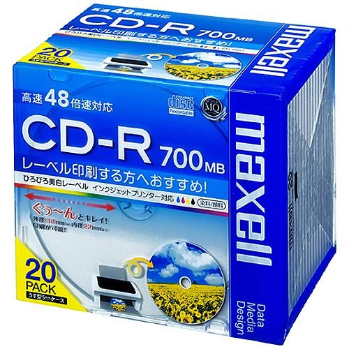 マクセル　データ用ＣＤ−Ｒ　７００ＭＢ　ホワイトワイドプリンタブル　５ｍｍスリムケース　ＣＤＲ７００...