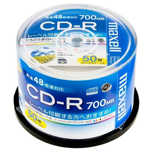 マクセル　データ用ＣＤ−Ｒ　７００ＭＢ　２−４８倍速　ホワイトワイドプリンタブル　スピンドルケース　...