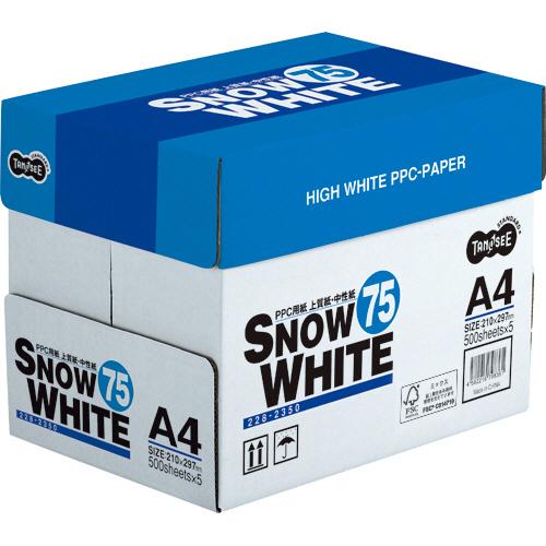 ＴＡＮＯＳＥＥ　ＰＰＣ用紙　ＳＮＯＷ　ＷＨＩＴＥ　７５　Ａ４　１箱（２５００枚：５００枚×５冊）