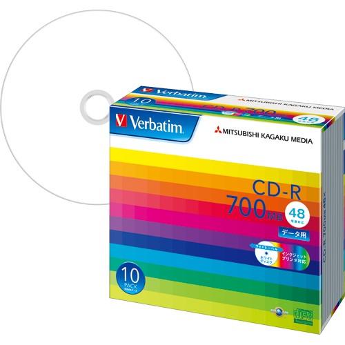 データ用ＣＤ−Ｒ　７００ＭＢ　４８倍速　ホワイトワイドプリンタブル　５ｍｍスリムケース　ＳＲ８０ＳＰ...