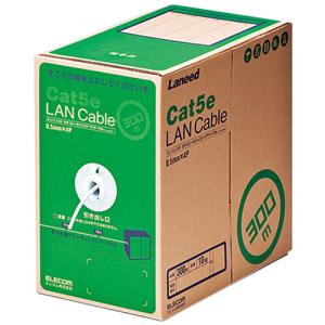 エレコム　ＬＡＮケーブル（Ｃａｔ５ｅ　単線）　ホワイト　３００ｍ　ＲｏＨＳ指令準拠（１０物質）　ＬＤ−ＣＴ２／ＷＨ３００／ＲＳ　（お取寄せ品）｜tanomail