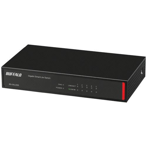 バッファロー　レイヤー２　Ｇｉｇａ　スマートＬｉｔｅスイッチ　５ポート　ブラック　ＢＳ−ＧＳＬ２００...