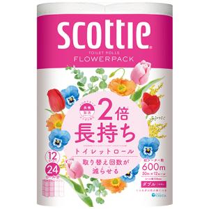 日本製紙クレシア　スコッティ　２倍巻き　フラワーパック　ダブル　芯あり　５０ｍ　１パック（１２ロール）
