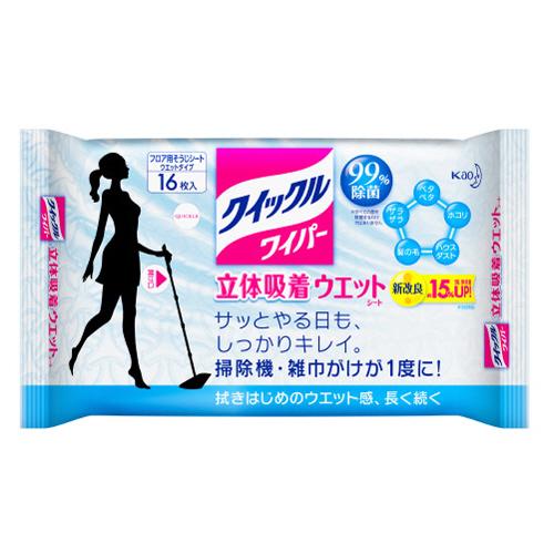 花王　クイックルワイパー　立体吸着ウエットシート　香りが残らないタイプ　１パック（１６枚）