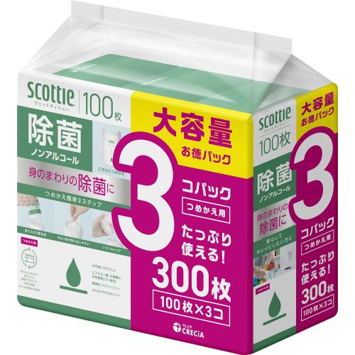 日本製紙クレシア　スコッティ　ウェットティシュー　除菌　ノンアルコールタイプ　つめかえ用　１パック（...