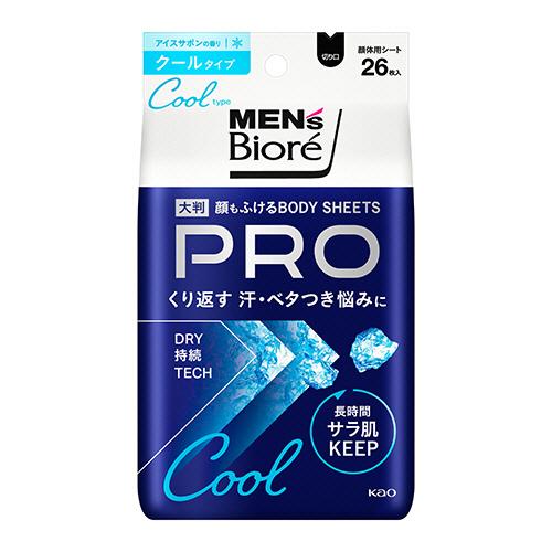 花王　メンズビオレ　顔もふけるボディシートＰＲＯ　クールタイプ　アイスサボンの香り　１パック（２６枚...