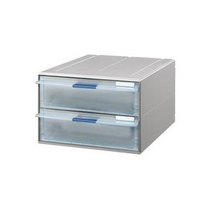 コクヨ　レターケース（ＵＮＩＦＥＥＬ）　透明引出しタイプ　Ａ４タテ　深型２段　ライトグレー　ＬＣ−Ｕ...