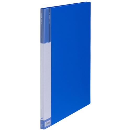 TANOSEE　クリヤーファイル（台紙入）　Ａ３タテ　２０ポケット　背幅１５ｍｍ　ブルー　１冊