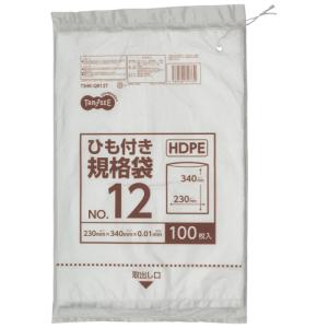 TANOSEE　ＨＤＰＥ規格袋　紐あり　１２号　ヨコ２３０×タテ３４０×厚み０．０１ｍｍ　１パック（１００枚）