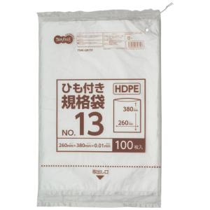 TANOSEE　ＨＤＰＥ規格袋　紐あり　１３号　ヨコ２６０×タテ３８０×厚み０．０１ｍｍ　１パック（１００枚）