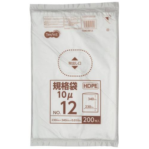 ＴＡＮＯＳＥＥ　ＨＤＰＥ規格袋　紐なし　１２号　ヨコ２３０×タテ３４０×厚み０．０１ｍｍ　１パック（...
