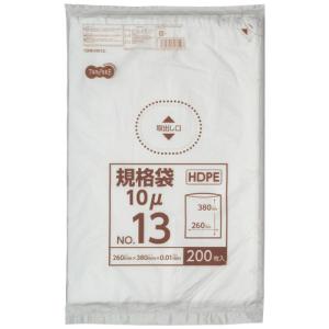 TANOSEE　ＨＤＰＥ規格袋　紐なし　１３号　ヨコ２６０×タテ３８０×厚み０．０１ｍｍ　１パック（２００枚）