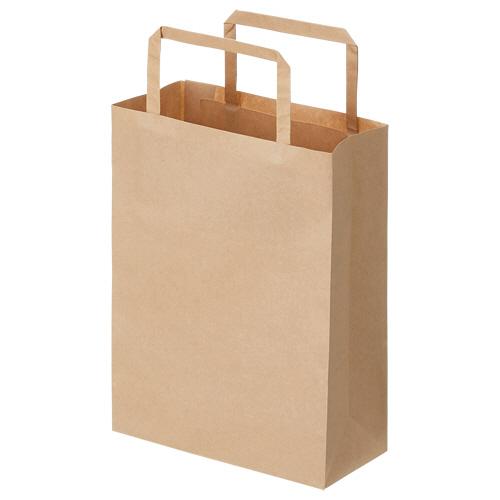 ＴＡＮＯＳＥＥ　紙手提袋　平紐　極小　ヨコ１８０×タテ２４０×マチ幅８０ｍｍ　茶無地　１パック（５０...