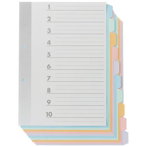 TANOSEE　見出しカード　Ａ４タテ　２穴　５色１０山＋扉紙　１パック（５組）