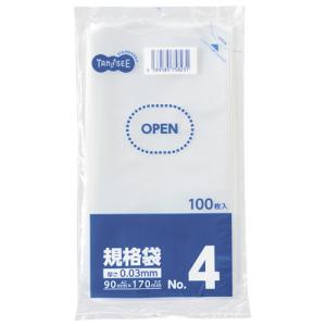 ＴＡＮＯＳＥＥ　規格袋　４号　０．０３×９０×１７０ｍｍ　１パック（１００枚）