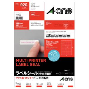 ラベルシール［プリンタ兼用］　マット紙・ホワイト　Ａ４　９２面　４５×１０ｍｍ　四辺余白付　角丸　７２２９２　１冊（１０シート）