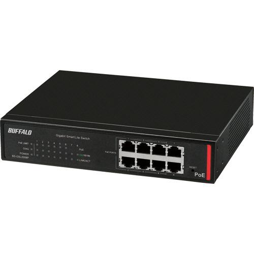 バッファロー　法人向け　Ｇｉｇａ対応　ＰｏＥ　Ｌａｙｅｒ２　スマートＬｉｔｅスイッチ　８ポート　ブラ...