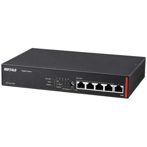 バッファロー　レイヤー２　Ｇｉｇａ　ＰｏＥアンマネージスイッチ　５ポート　ブラック　ＢＳ−ＧＵ２１０...