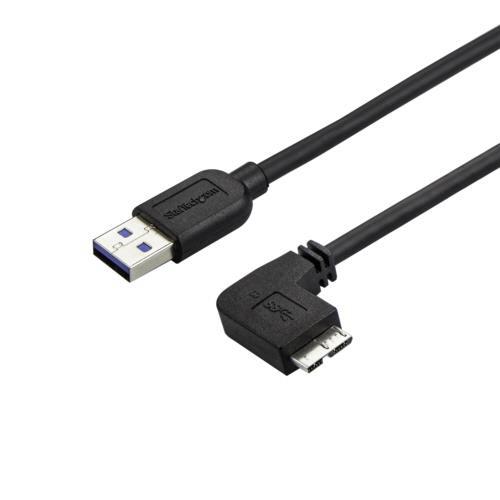 Ｍｉｃｒｏ　ＵＳＢ３．０　スリムケーブル　片側右向きＬ型　０．５ｍ　Ｔｙｐｅ　Ａ−Ｍｉｃｒｏ　Ｂ　Ｕ...