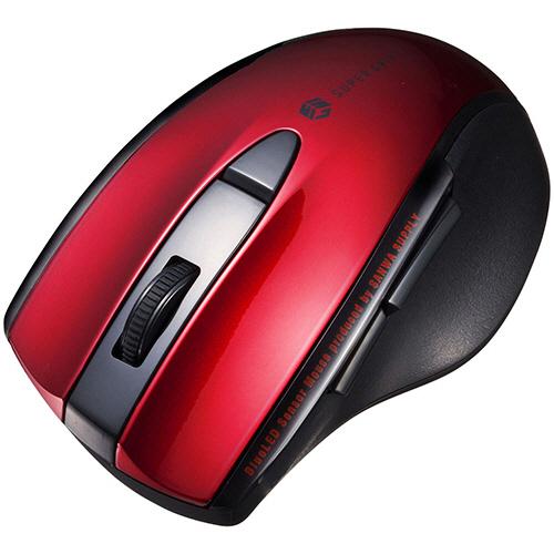 静音ＢｌｕｅｔｏｏｔｈブルーＬＥＤマウス　５ボタン　レッド　ＭＡ−ＢＴＢＬ１６７Ｒ　１個（お取寄せ品...