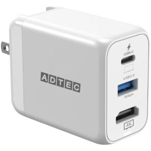 アドテック　ＰＤ対応　４Ｋ出力　ＵＳＢ　Ｈｕｂ　ＡＣ充電器　３４．５Ｗ　ホワイト　ＡＰＤ−Ｖ０３４ＡＣＨ−ＷＨ　１個 （お取寄せ品）｜tanomail