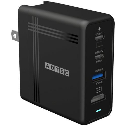 アドテック　ＰＤ対応　４Ｋ出力　ＵＳＢ　Ｈｕｂ　ＡＣ充電器　７４Ｗ　ブラック　ＡＰＤ−Ｖ０７４ＡＣ２...