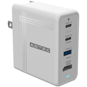 アドテック PD対応 4K出力 USB Hub AC充電器 74W ホワイト APD−V074AC2H−WH 1個