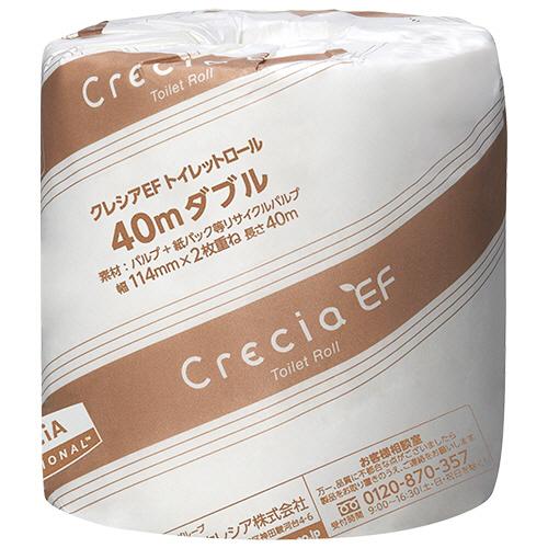 日本製紙クレシア　クレシア　ＥＦトイレットロール　個包装　ダブル　芯あり　４０ｍ　１パック（８０ロー...