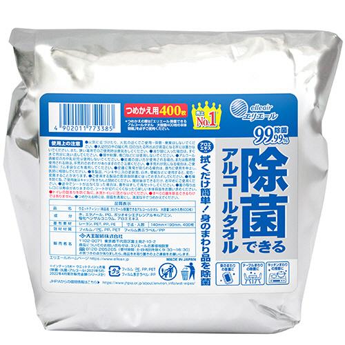 エリエール　除菌できるアルコールタオル　大容量　つめかえ用　１パック（４００枚）　大王製紙