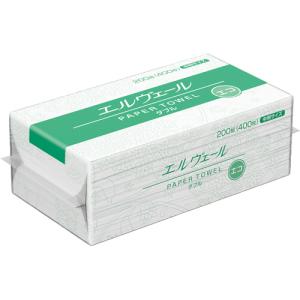 エルヴェール　ペーパータオル　エコ　ダブル　中判　２００組　１パック　大王製紙