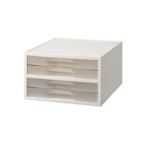 岩崎工業　ＰＰ製引き出しケース　Ａ４タテ　薄型４段　ホワイト・クリア　ＳＴ６１０２ＣＷ　１台