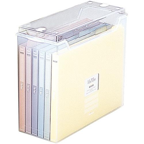 ナカバヤシ　インデックスファイルボックスＦ２　フタ付　Ａ４ヨコ　ペーパーファイル６冊付　クリア　フボ...