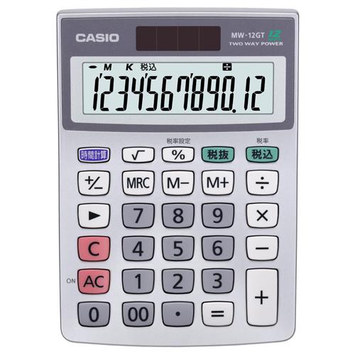 カシオ　特大表示電卓　１２桁　ミニジャストサイズ　ＭＷ−１２ＧＴ−Ｎ　１台