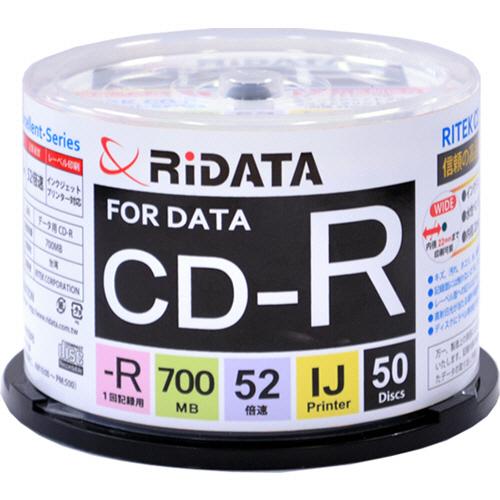 ＲｉＤＡＴＡ　データ用ＣＤ−Ｒ　７００ＭＢ　１−５２倍速　ホワイトワイドプリンタブル　スピンドルケー...