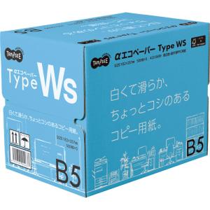 TANOSEE　αエコペーパー　タイプＷＳ　白くて滑らか、ちょっとコシのあるコピー用紙。　Ｂ５　１箱（２５００枚：５００枚×５冊）｜tanomail