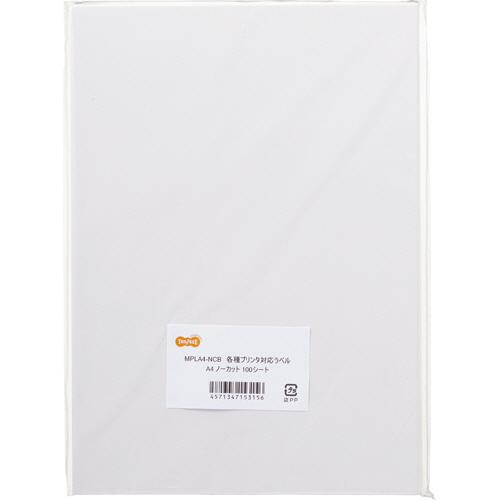 TANOSEE　各種プリンタ対応ラベル　Ａ４　ノーカット　１冊（１００シート）