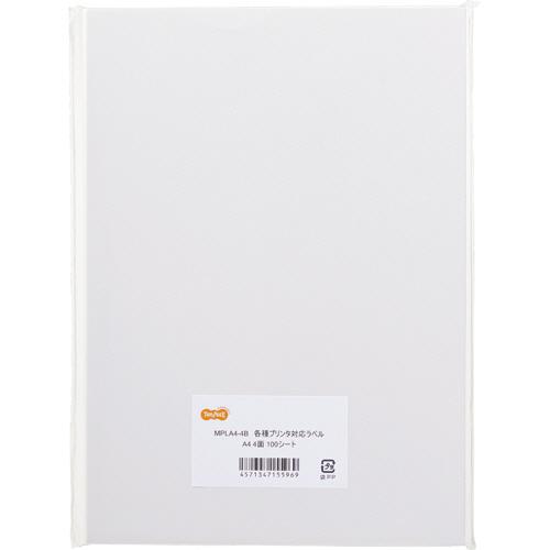 TANOSEE　各種プリンタ対応ラベル　Ａ４　４面　１０５×１４８．５ｍｍ　１冊（１００シート）