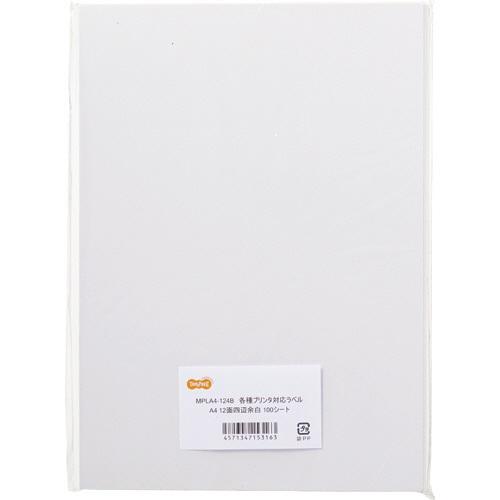 TANOSEE　各種プリンタ対応ラベル　Ａ４　１２面　８６．４×４２．３ｍｍ　四辺余白付　１冊（１０...