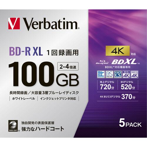 録画用ＢＤ−Ｒ　ＸＬ　５２０分　２−４倍速　ホワイトワイドプリンタブル　５ｍｍスリムケース　ＶＢＲ５...