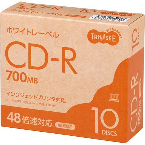 ＴＡＮＯＳＥＥ　データ用ＣＤ−Ｒ　７００ＭＢ　４８倍速　ホワイトプリンタブル　スリムケース　１パック...