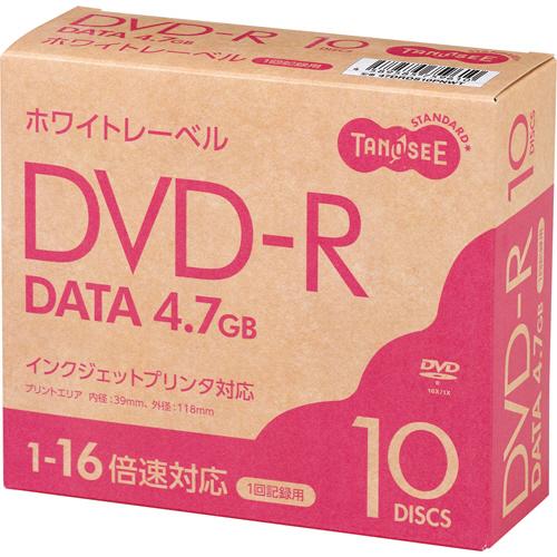 ＴＡＮＯＳＥＥ　データ用ＤＶＤ−Ｒ　４．７ＧＢ　１−１６倍速　ホワイトプリンタブル　スリムケース　１...