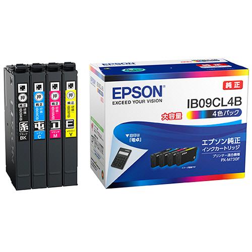 エプソン　インクカートリッジ　電卓　４色パック　大容量　ＩＢ０９ＣＬ４Ｂ　１箱（４個：各色１個）