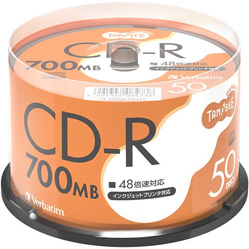 ＴＡＮＯＳＥＥ　データ用ＣＤ−Ｒ　７００ＭＢ　４８倍速　ホワイトプリンタブル　スピンドルケース　ＳＲ...