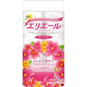 大王製紙　エリエール　トイレットティシュー　フラワープリント　ダブル　芯あり　香りつき　２５ｍ　１パック（１２ロール）｜tanomail